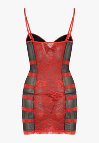 Renee - Czerwona Elegancka Koszula Nocna ze Stringami i Subtelną Koronką Mareole. Kolor: czerwony. Materiał: koronka. Wzór: koronka #6