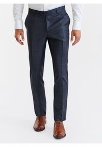 Pako Lorente - PAKO LORENTE – Granatowe spodnie garniturowe w bordową kratę Windowpane. Kolor: czerwony, niebieski, wielokolorowy. Materiał: poliester, wełna, elastan #3