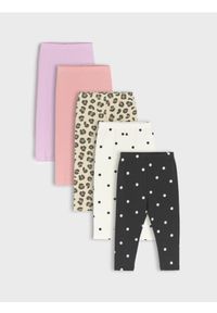 Sinsay - Legginsy 5 pack - kremowy. Kolor: kremowy. Materiał: guma, prążkowany, materiał