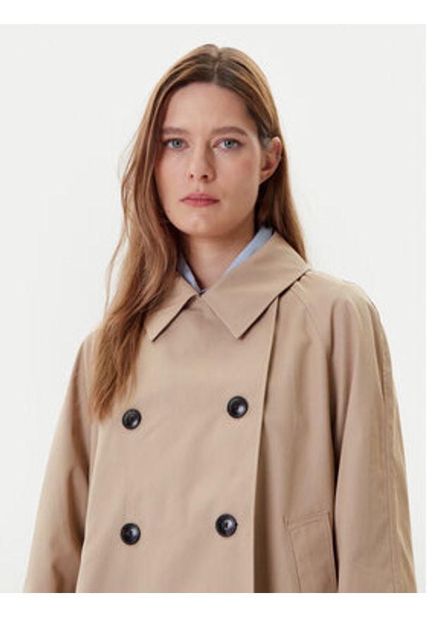TOMMY HILFIGER - Tommy Hilfiger Trencz WW0WW45618 Beżowy Regular Fit. Kolor: beżowy. Materiał: bawełna