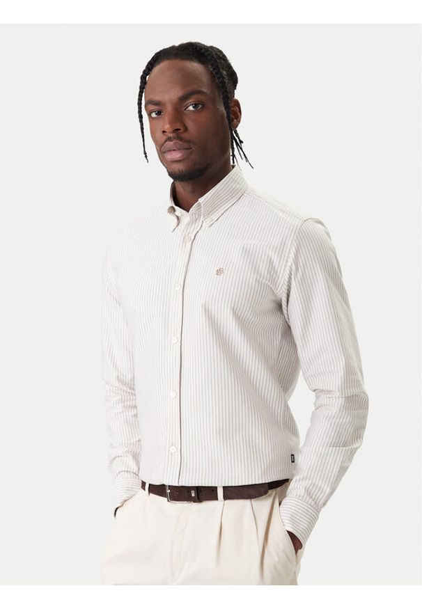 BOSS Koszula H-ROAN 50556069 Khaki Regular Fit. Kolor: brązowy. Materiał: bawełna