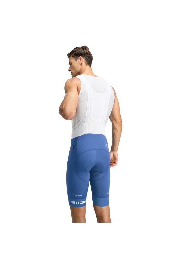 SIROKO - Spodenki rowerowe z szelkami męskie BX Umbrail. Kolor: niebieski, wielokolorowy, biały. Materiał: nylon. Długość: długie. Sport: kolarstwo
