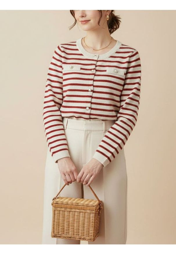 Sinsay - Kardigan w paski - czerwony. Kolor: czerwony. Wzór: paski