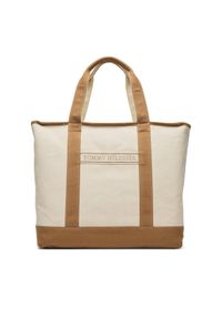 TOMMY HILFIGER - Tommy Hilfiger Torebka Th Summer Canvas Tote AW0AW17421 Beżowy. Kolor: beżowy