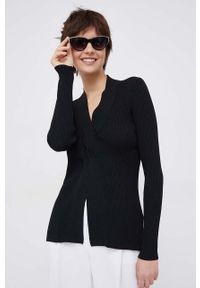 Sisley sweter damski kolor czarny lekki. Kolor: czarny. Materiał: dzianina. Długość rękawa: długi rękaw. Długość: długie #1