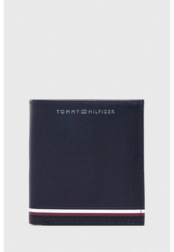 TOMMY HILFIGER - Tommy Hilfiger portfel skórzany męski kolor granatowy. Kolor: niebieski. Materiał: skóra