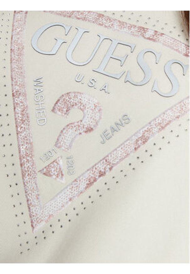Guess Bluza W5RQ09 K8802 Écru Regular Fit. Materiał: bawełna, syntetyk