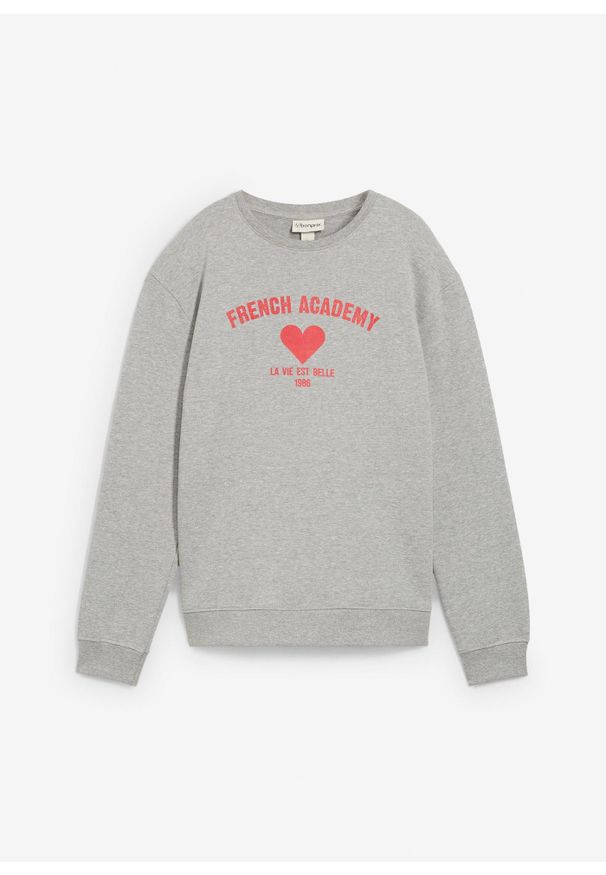 bonprix - Bluza z miękkiej mieszanki bawełny organicznej. Kolor: szary. Materiał: bawełna. Wzór: nadruk