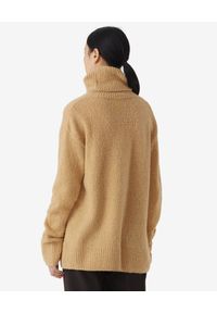 Kenzo - KENZO - Beżowy sweter z golfem. Typ kołnierza: golf. Kolor: beżowy. Materiał: prążkowany, wełna, kaszmir. Długość rękawa: długi rękaw. Długość: długie. Styl: klasyczny