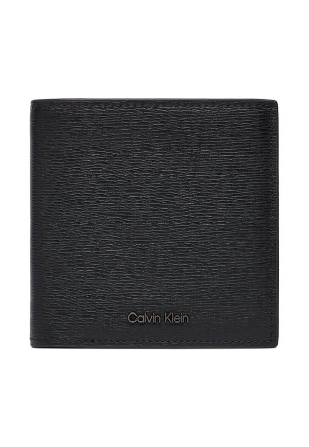 Calvin Klein Duży Portfel Męski Saffiano Ew Slim Trifold W Card LV04D1075G Czarny. Kolor: czarny. Materiał: skóra