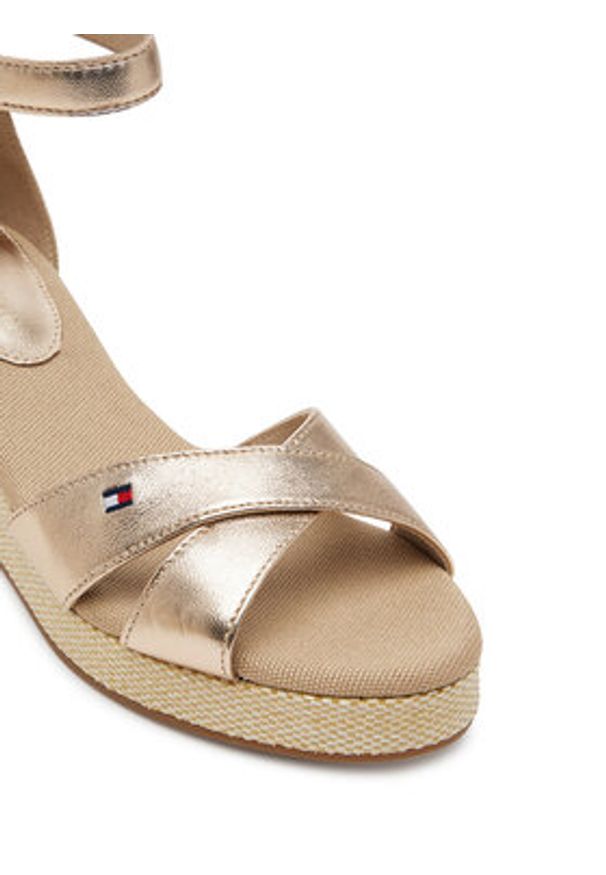 TOMMY HILFIGER - Tommy Hilfiger Sandały Flag Metallic Mid Wedge Espad FW0FW08810 Beżowy. Kolor: beżowy. Materiał: materiał
