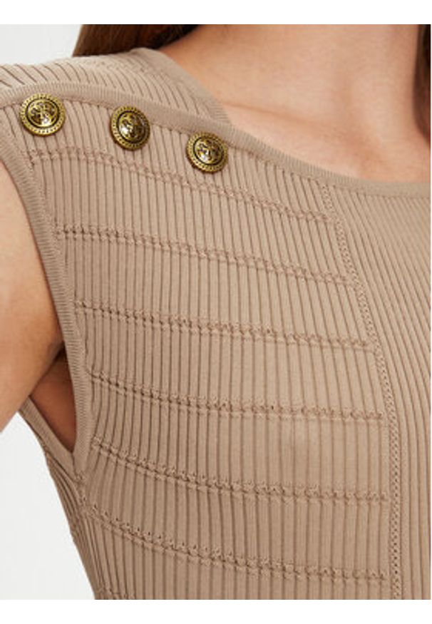 Guess Bluzka W5YR12 Z0130 Brązowy Regular Fit. Kolor: brązowy. Materiał: syntetyk