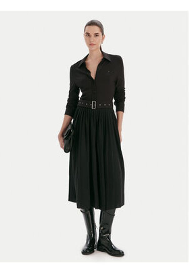 TOMMY HILFIGER - Tommy Hilfiger Sukienka koszulowa WW0WW48398 Czarny Regular Fit. Kolor: czarny. Materiał: wiskoza. Typ sukienki: koszulowe