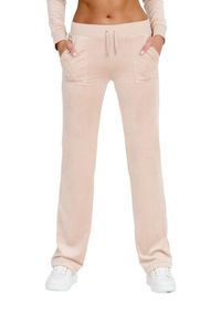 Juicy Couture - JUICY COUTURE Beżowe damskie spodnie Del Ray Pocket, Rozmiar XS. Kolor: beżowy. Materiał: dresówka #3
