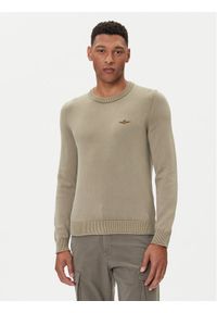 Aeronautica Militare Sweter 252MA1610UL00556 Khaki Regular Fit. Kolor: brązowy. Materiał: bawełna