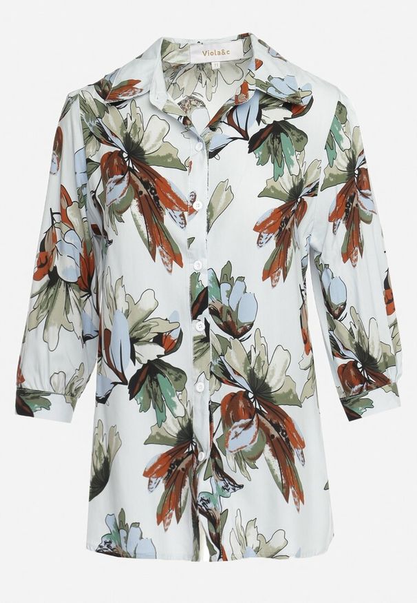 Born2be - Jasnoniebieska Wiskozowa Koszula z Rękawami 3/4 i Guzikami Yoguste. Okazja: na co dzień. Kolor: niebieski. Materiał: wiskoza. Styl: elegancki, casual