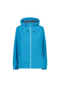 Kurtka przeciwdeszczowa damska z kapturem CMP. Typ kołnierza: kaptur. Kolor: niebieski, wielokolorowy, czarny. Materiał: puch. Sport: turystyka piesza #1