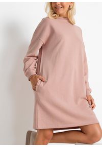 bonprix - Sukienka dresowa oversized. Kolor: różowy. Materiał: dresówka. Długość: mini #3