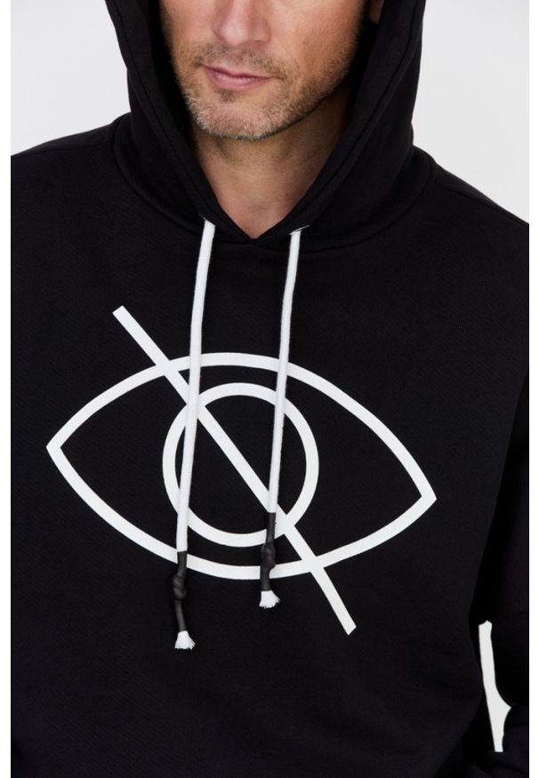 PALM ANGELS Czarna bluza męska z białym printem, Rozmiar M. Typ kołnierza: kaptur. Kolor: czarny. Materiał: prążkowany. Wzór: nadruk