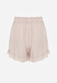 Born2be - Beżowe Szorty z Wiskozy Ionona. Okazja: na co dzień. Kolor: beżowy. Materiał: wiskoza. Długość: krótkie. Wzór: gładki. Sezon: wiosna, lato. Styl: casual #8