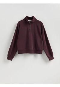 Reserved - Bluza z zamkiem - ciemnofioletowy. Kolor: fioletowy. Materiał: dzianina #1