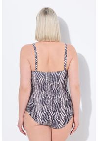 ULLA POPKEN - Damski Strój kąpielowy kolce miękkie miseczki koraliki dekoracyjne. Kolekcja: plus size. Kolor: czarny. Materiał: poliester, elastan, poliamid, materiał