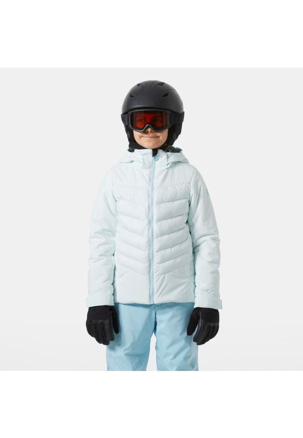 Kurtka z kapturem dla dziewczynki Helly Hansen Astra. Typ kołnierza: kaptur. Kolor: niebieski. Materiał: puch. Sezon: zima. Sport: narciarstwo