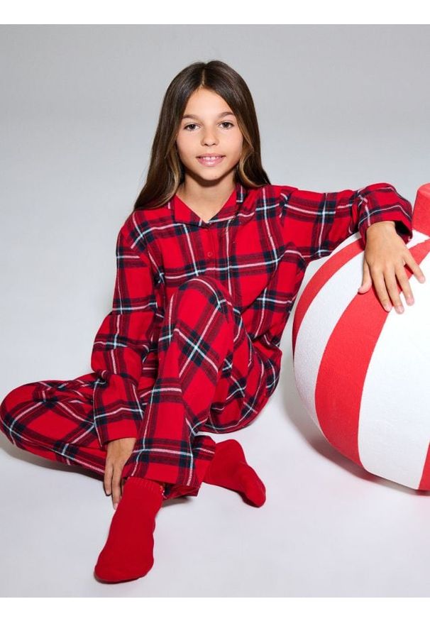 Sinsay - Piżama flanelowa w kratę - czerwony. Kolor: czerwony