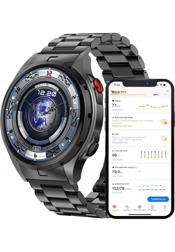 Smartwatch Wenom Smartwatch Męski Zegarek AMOLED Czarny Tętno Ciśnienie Smart Watch Sport. Rodzaj zegarka: smartwatch. Kolor: czarny. Styl: sportowy