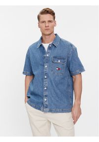 Tommy Jeans Koszula jeansowa DM0DM18957 Niebieski Regular Fit. Kolor: niebieski. Materiał: bawełna