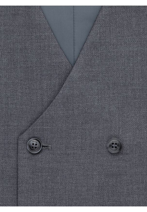 Pako Lorente - PAKO LORENTE – Szara dwurzędowa kamizelka męska. Kolor: szary. Materiał: poliester, elastan, wiskoza. Styl: elegancki, młodzieżowy