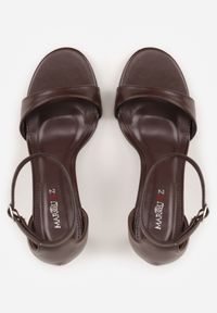 Renee - Brązowe Sandały na Szpilce z Wyciętą Cholewką Metiotai. Zapięcie: sprzączka. Kolor: brązowy. Wzór: kwiaty. Obcas: na szpilce. Styl: elegancki #6