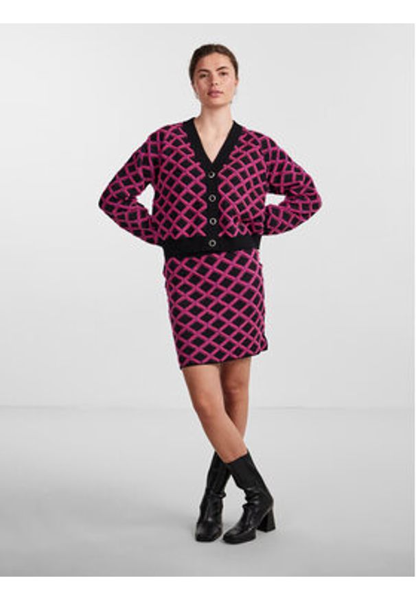 YAS Kardigan 26031038 Różowy Regular Fit. Kolor: różowy. Materiał: syntetyk