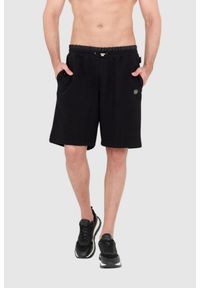 Philipp Plein - PHILIPP PLEIN Męskie czarne dresowe shorty hexagon, Rozmiar L. Kolor: czarny. Materiał: dresówka #1