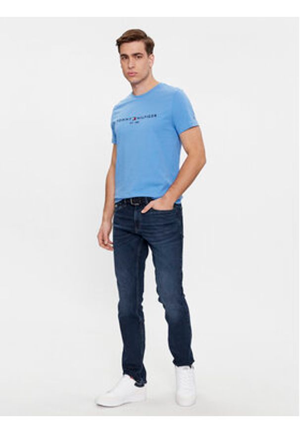 TOMMY HILFIGER - Tommy Hilfiger T-Shirt Logo MW0MW11797 Niebieski Regular Fit. Kolor: niebieski. Materiał: bawełna