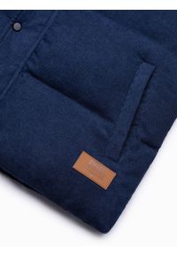 Ombre Clothing - Bezrękawnik męski sztruksowy pikowany - granatowy V10 V57 - S/M. Kolor: niebieski. Materiał: sztruks. Długość rękawa: bez rękawów #9