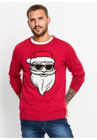 Sweter z bożonarodzeniowym motywem bonprix czerwony. Kolor: czerwony #6