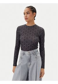 Hugo - HUGO Bluzka Diralina_10 50542422 Czarny Slim Fit. Kolor: czarny. Materiał: syntetyk