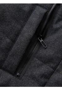 Ombre Clothing - Casualowa męska kurtka puffer z wełną – czarny melanż V2 - Rozmiar: L. Okazja: na co dzień. Typ kołnierza: kołnierzyk stójkowy. Kolor: czarny. Materiał: wełna. Długość: długie. Wzór: melanż. Styl: casual #3