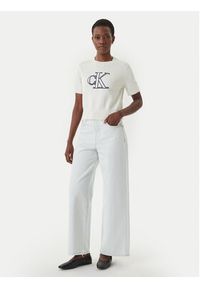 Calvin Klein Jeans Sweter LV047F356G Écru Regular Fit. Kolor: kremowy. Materiał: bawełna #4