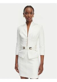 Elisabetta Franchi Marynarka GI-202-61E2-V590 Biały Regular Fit. Kolor: biały. Materiał: syntetyk #1