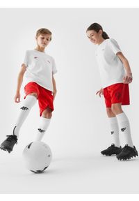 4f - 4F T-shirt z nadrukiem dziecięcy 4F x Robert Lewandowski - biały 158 (12-13 lat). Kolor: biały. Materiał: dzianina, bawełna. Wzór: nadruk. Sezon: lato. Styl: młodzieżowy, sportowy
