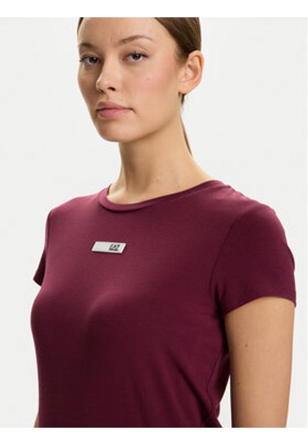 EA7 Emporio Armani T-Shirt 7W000673 AF12945 M5064 Bordowy Slim Fit. Kolor: czerwony. Materiał: syntetyk