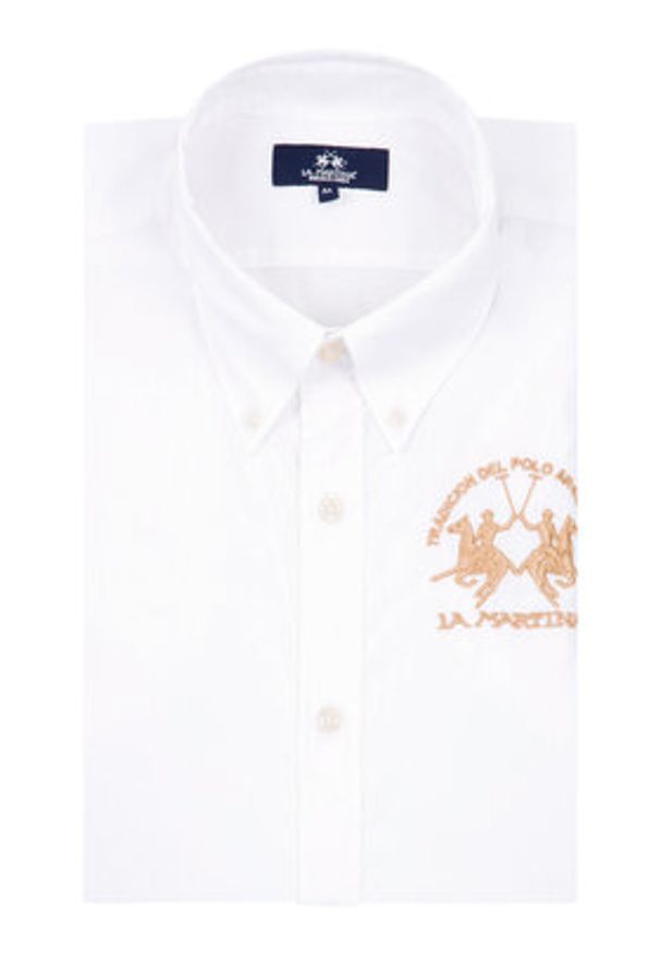 La Martina Koszula Poplin CCMC01 PP003 Biały Regular Fit. Kolor: biały. Materiał: bawełna