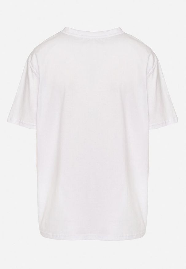 Born2be - Biały Bawełniany T-shirt z Odpinanym Łańcuszkiem Imitującym Naszyjnik Mohna. Okazja: na co dzień. Kolor: biały. Materiał: bawełna. Wzór: aplikacja. Sezon: lato, wiosna. Styl: casual, elegancki