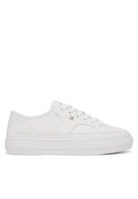 TOMMY HILFIGER - Tommy Hilfiger Sneakersy Platform Vulc Piping Ltr FW0FW09393 Biały. Kolor: biały. Materiał: skóra. Obcas: na platformie #1