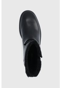 Calvin Klein Botki skórzane damskie kolor czarny na płaskim obcasie ocieplone. Nosek buta: okrągły. Kolor: czarny. Materiał: skóra. Obcas: na obcasie. Wysokość obcasa: niski #4