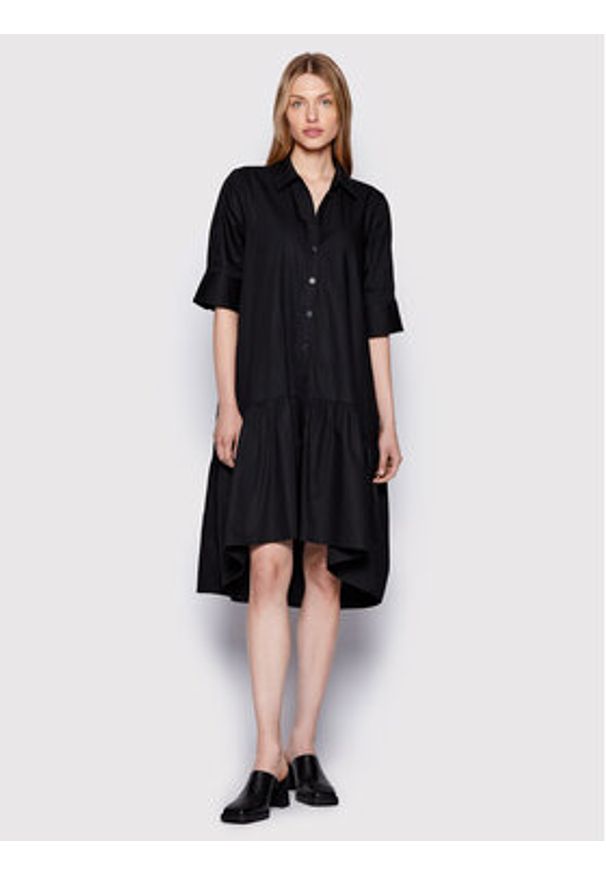 GESTUZ - Gestuz Sukienka koszulowa Avaligz 10906320 Czarny Loose Fit. Kolor: czarny. Materiał: bawełna. Typ sukienki: koszulowe
