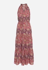 Born2be - Fioletowo-Różowa Rozkloszowana Sukienka z Gumkami w Talii Wiązana przy Dekolcie Vrisa. Okazja: na co dzień. Typ kołnierza: dekolt w kształcie V. Kolor: fioletowy. Sezon: lato. Typ sukienki: rozkloszowane. Styl: elegancki, casual #7