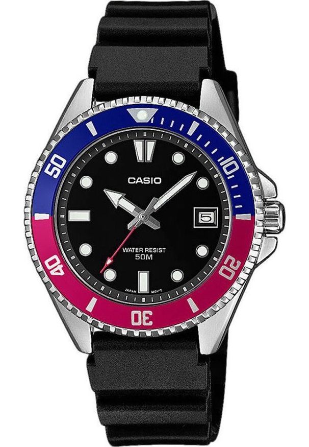 Zegarek Casio Zegarek męski Casio MDV-10-1A2VEF czarny. Kolor: czarny